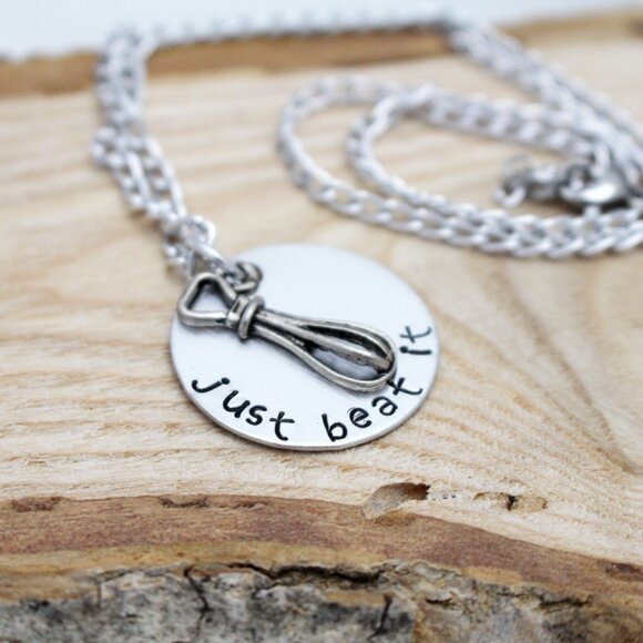Just Beat It - Hand Stamped Pendant Necklace - Handmade & Hypoallergenic - Picture 5 of 5